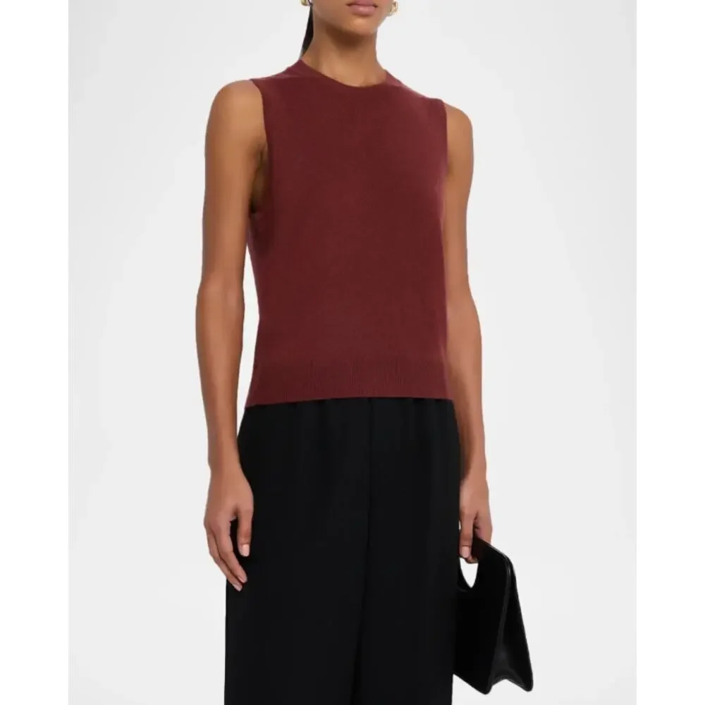 Neiman Marcus 100% Cashmere Sweater Vest Brown Sleeveless Knit Top Size L